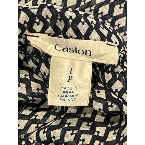 NWOT Caslon Nordstrom 3/4‎ Sleeve Blue White Diamond Print Sheer Blouse - Picture 4 of 5